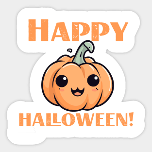 Happy Halloween Smiling Orange Pumpkin Sticker